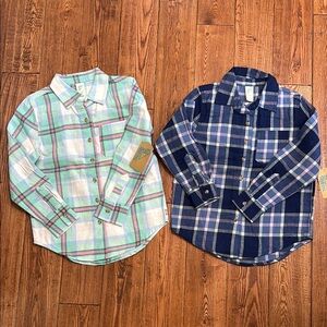 Plaid Kids Shirt Set - Blue and Green